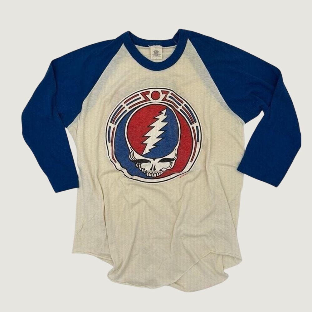 Grateful Dead Raglan Shirt Large Spring Tour 1985 Cotton Blend Blue Vintage 80s